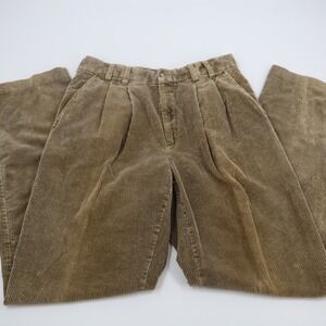 Eddie Bauer Vintage Mens 31x32‎ Tan Corduroy Pleated Pants Made in USA Brown